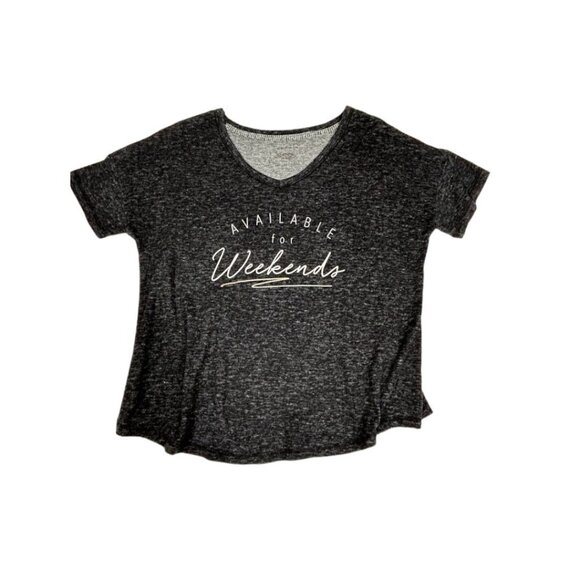 Danskin Women's "Available for Weekends" Heathered Gray T-Shirt Small - Picture 1 of 3